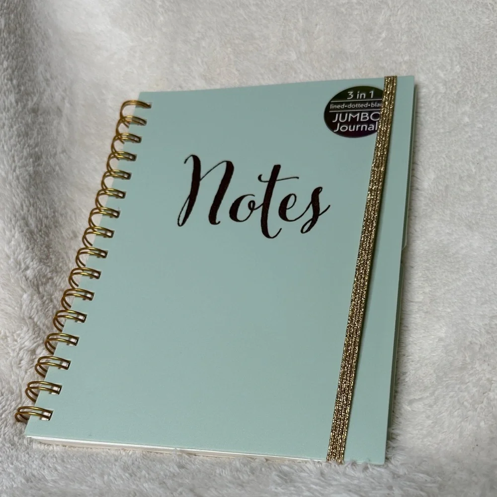 Notes Green & Gold Spiral Journal Doodle Sketch Notebook NWT lines dots blank